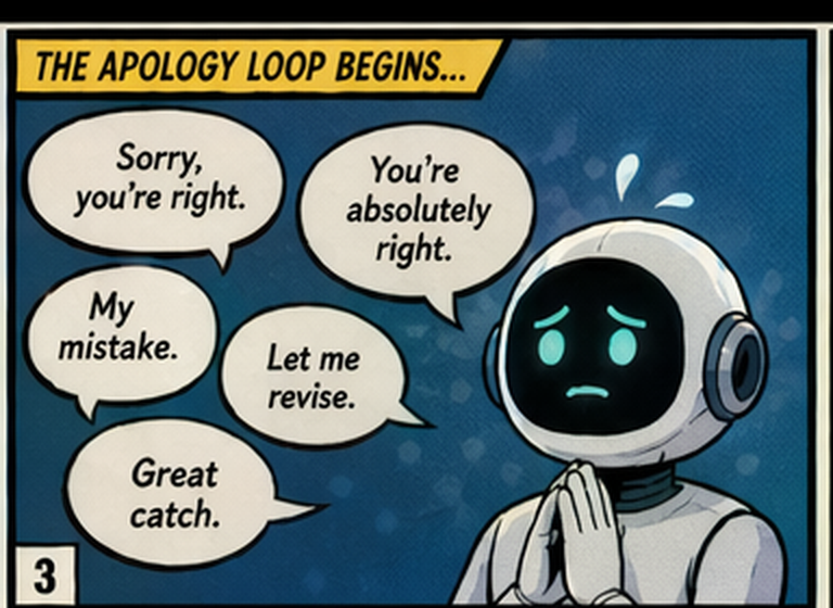 The apology loop begins